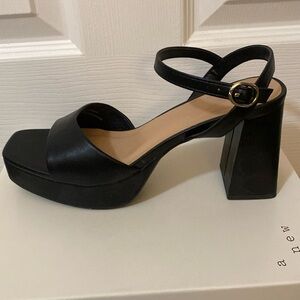 A New Day 🖤 Hadison Memory Foam Black Square Toed Heels 🖤